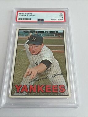 1967 TOPPS #5 WHITEY FORD PSA 3 Vintage Baseball Card Yankees